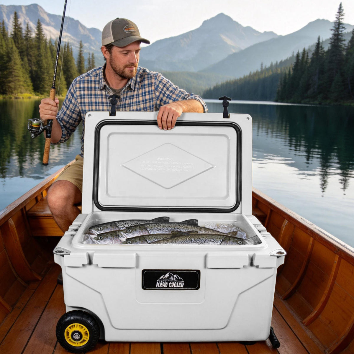 65 Quart Heavy-Duty Outdoor Cooler with 6-Day Ice Retention - White
