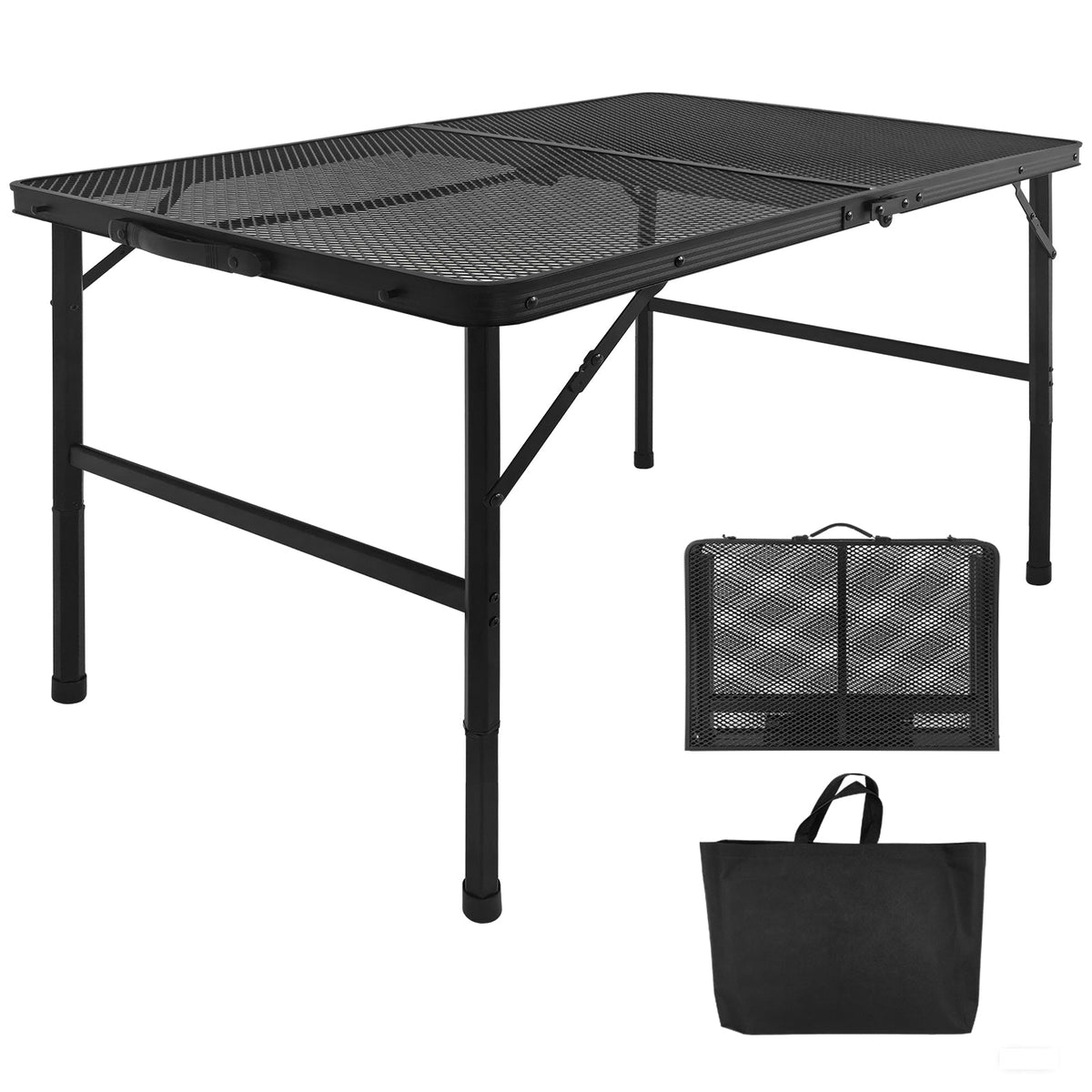 3FT Camping Table with Mesh Desktop - Lightweight & Portable - Black