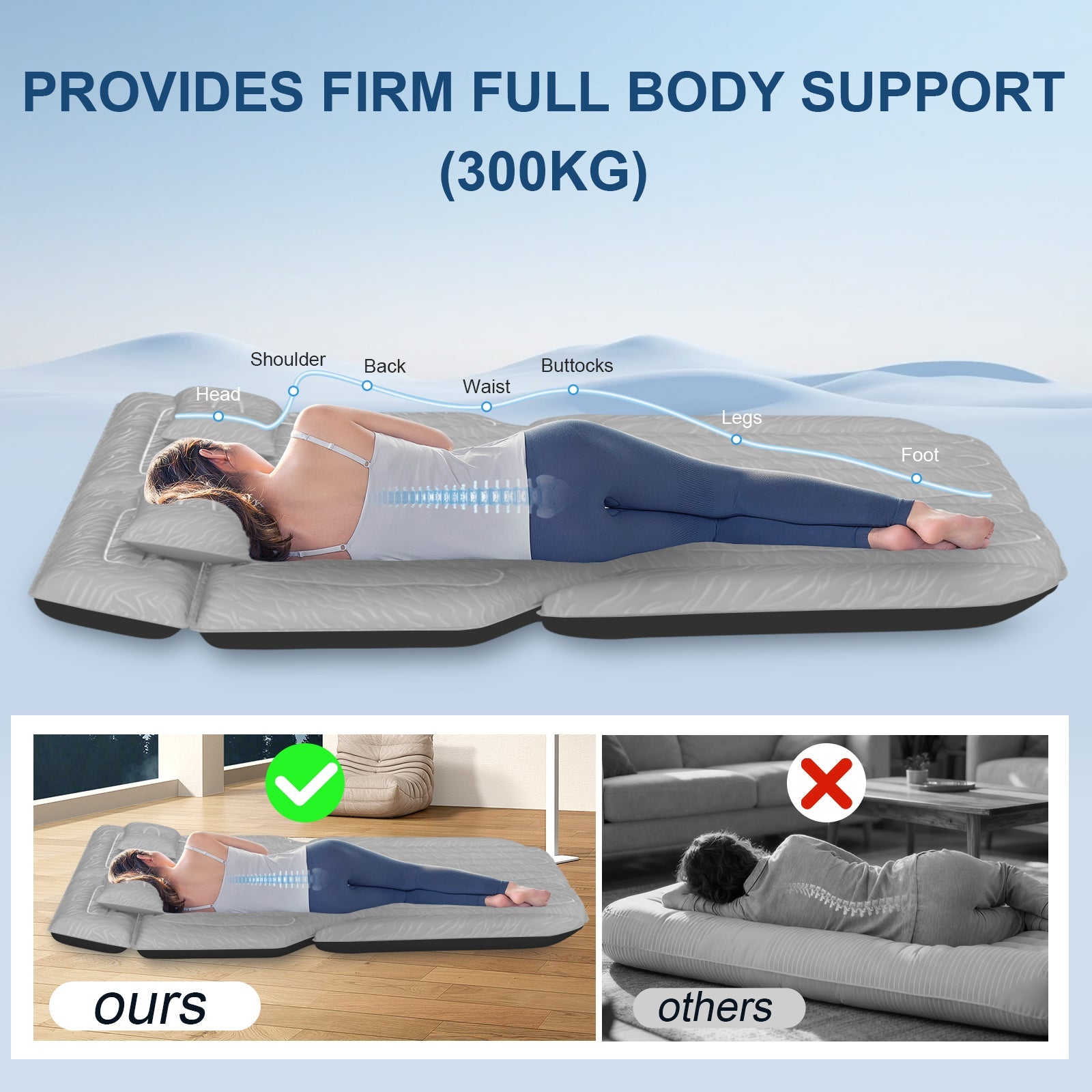 DikaSun Universal SUV Air Mattress – Upgraded Flocking, Extra-Thick Oxford Surface, with Electric Pump & 3M Charging Cable (Grey))