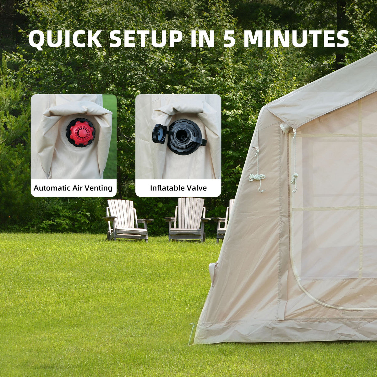 8 m² Inflatable Tent for Camping with Hand Pump - Oxford Fabric