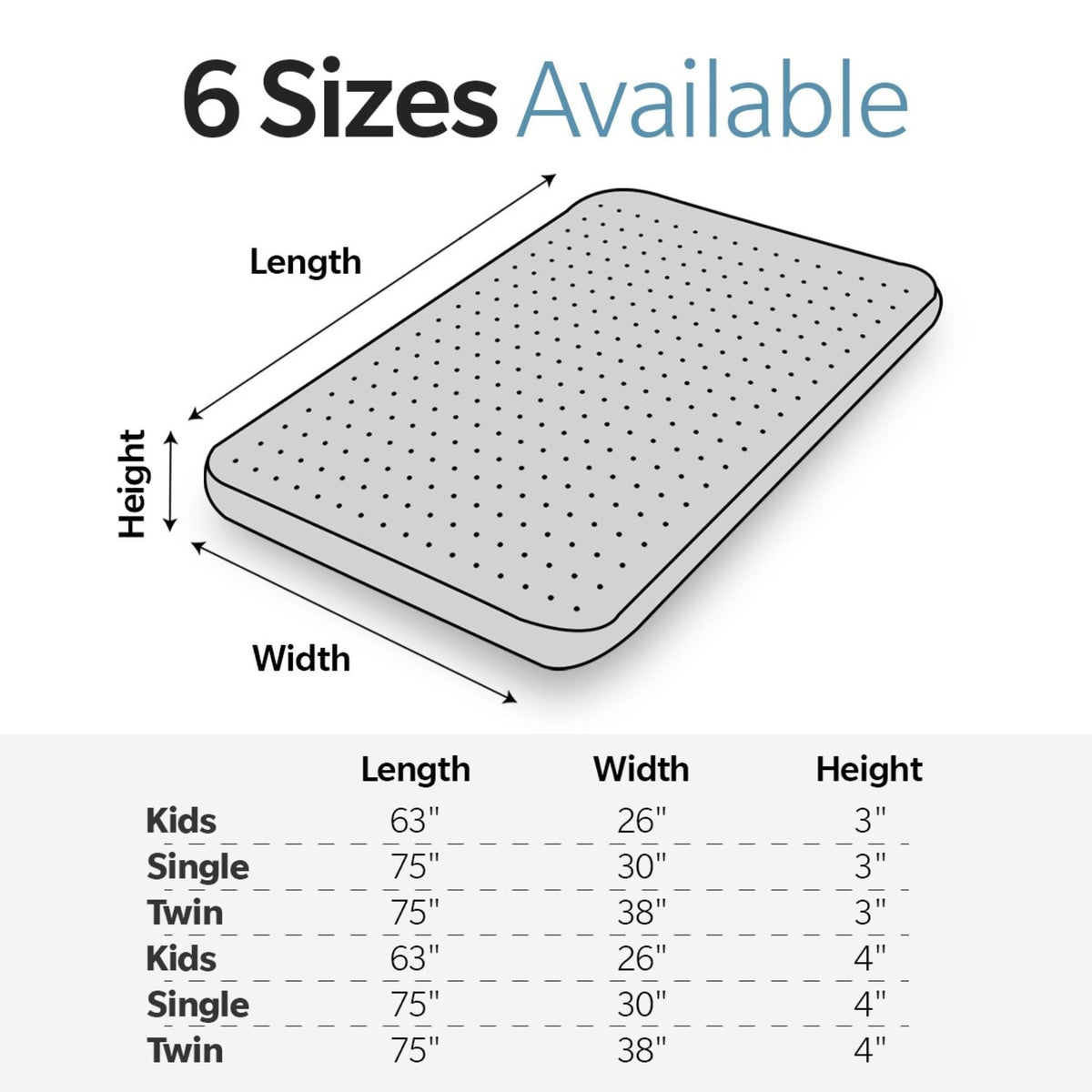 Memory Foam Camping Mattress with Water Resistant Cover - Dark Gray Twin or Kids 4" H