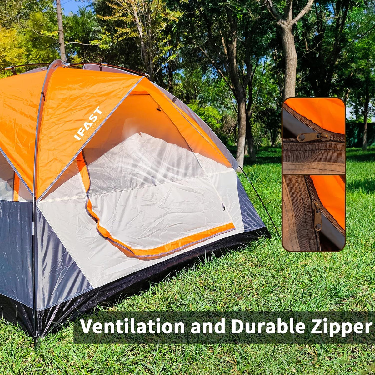 Person Family Camping Tent with UV Protection - Polyester