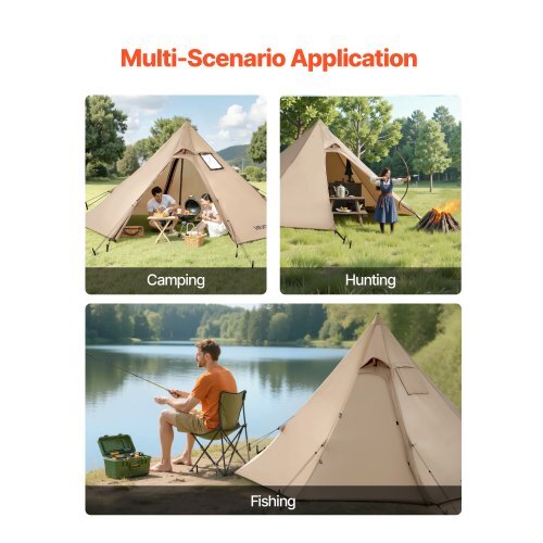 Hot Tent for 2 Persons, Portable Winter Tipi Tent with Stove Jack, Waterproof Camping Tents, Lightweight 4 Season Shelter Tents for Hiking Fishing Backpacking, S Size