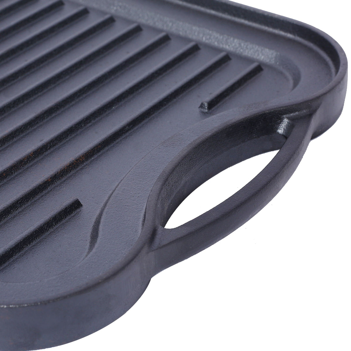 Pre-Seasoned Cast Iron Reversible Rectangular Grill Griddle with Dual-Sided Design - Black