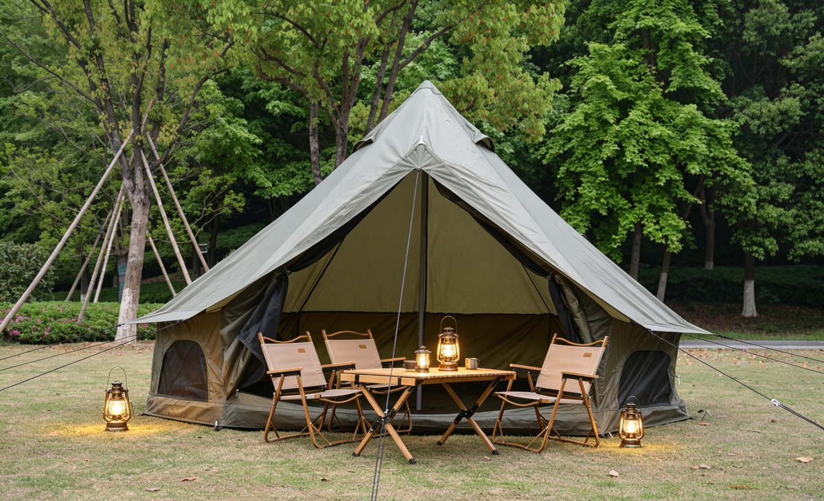 Oxford Bell Tent for Family Camping with Spacious Interior - Beige