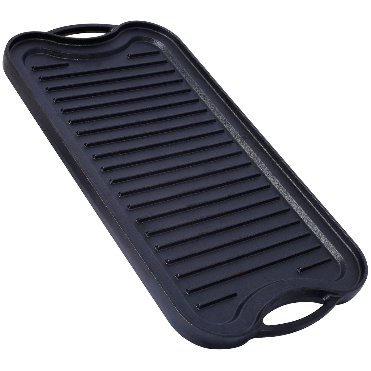 Pre-Seasoned Cast Iron Reversible Rectangular Grill Griddle with Dual-Sided Design - Black