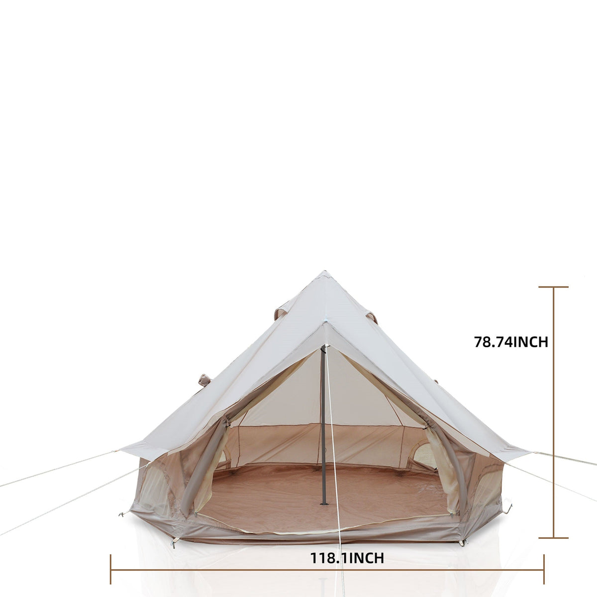 Oxford Bell Tent for Family Camping with Stove Jack - Beige