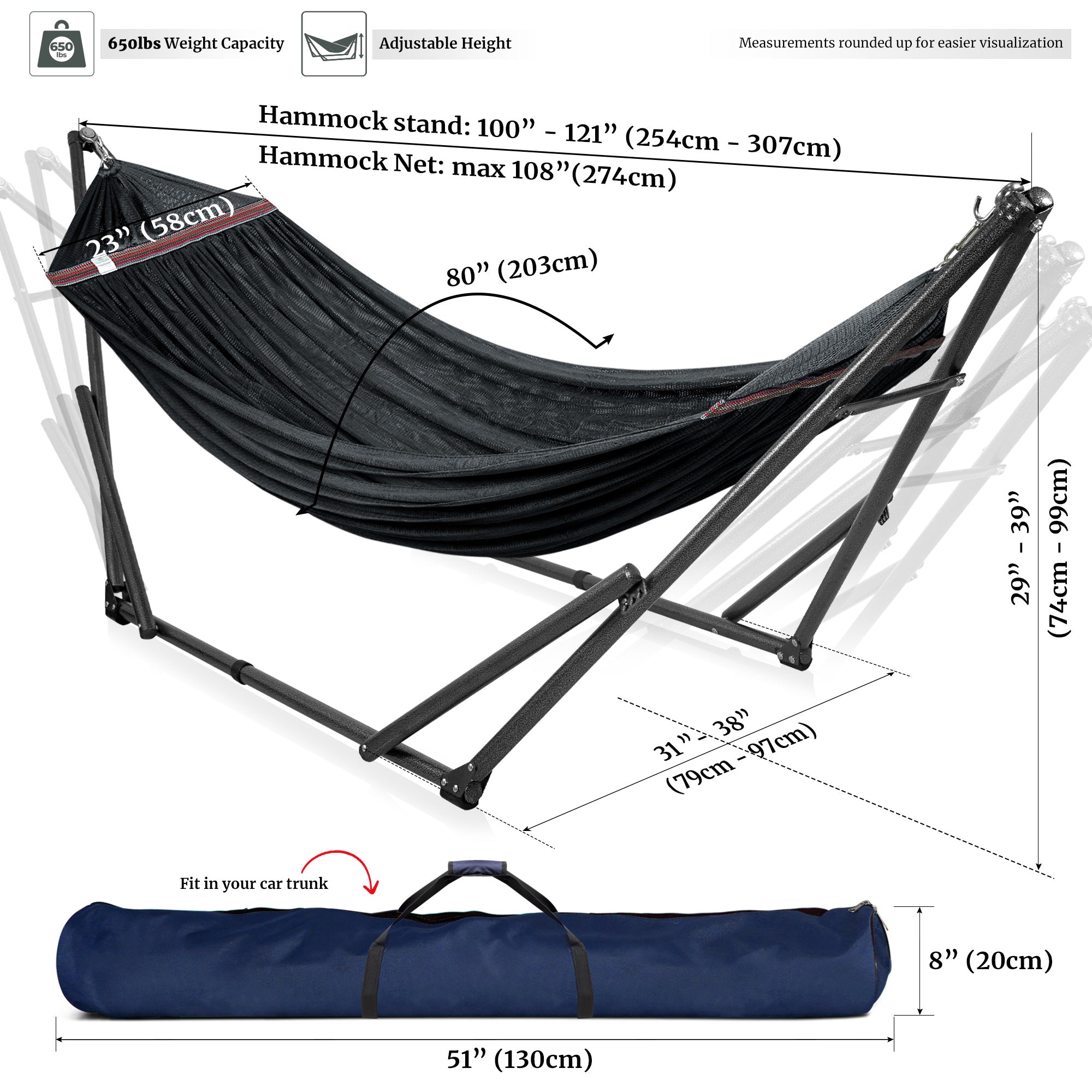 Universal Hammock with Medium Size Stands