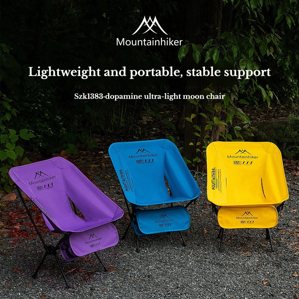 Ultralight Folding Camping Chair, Portable Moon Chair with Carry Bag, Aluminum Frame for Backpacking, Beach, Picnic & Fishing (Purple/Blue/Yellow)