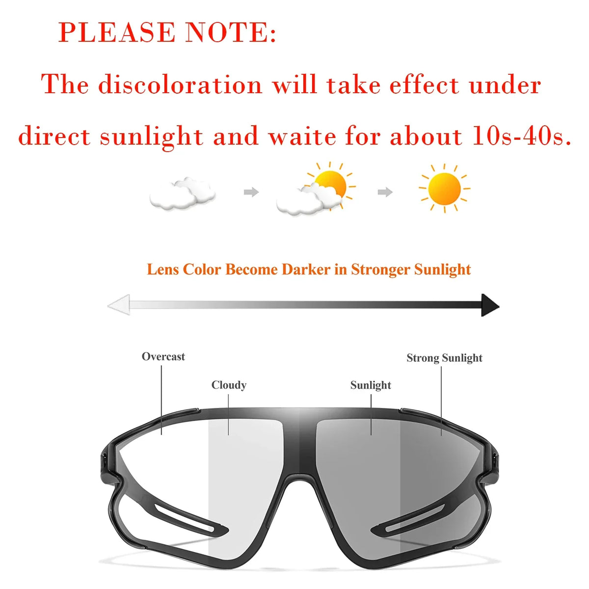 Photochromic UV400 Motorcycle Sports Sunglasses for Men & Women
