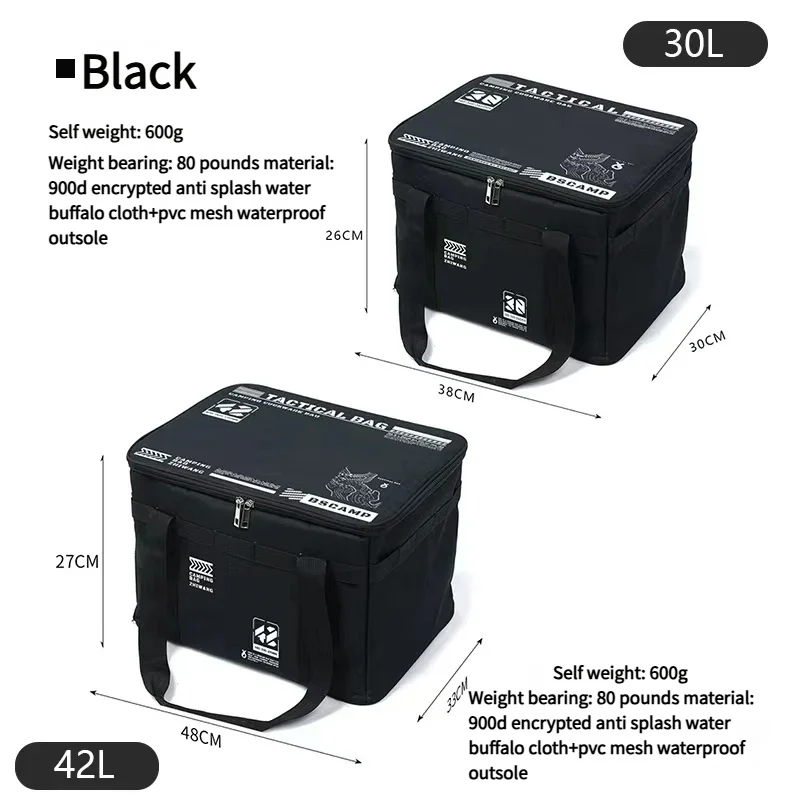 30-42L Tactical Camping Storage Bag - Insulated Folding Box for Picnic, Tableware & Field Equipment Waterproof