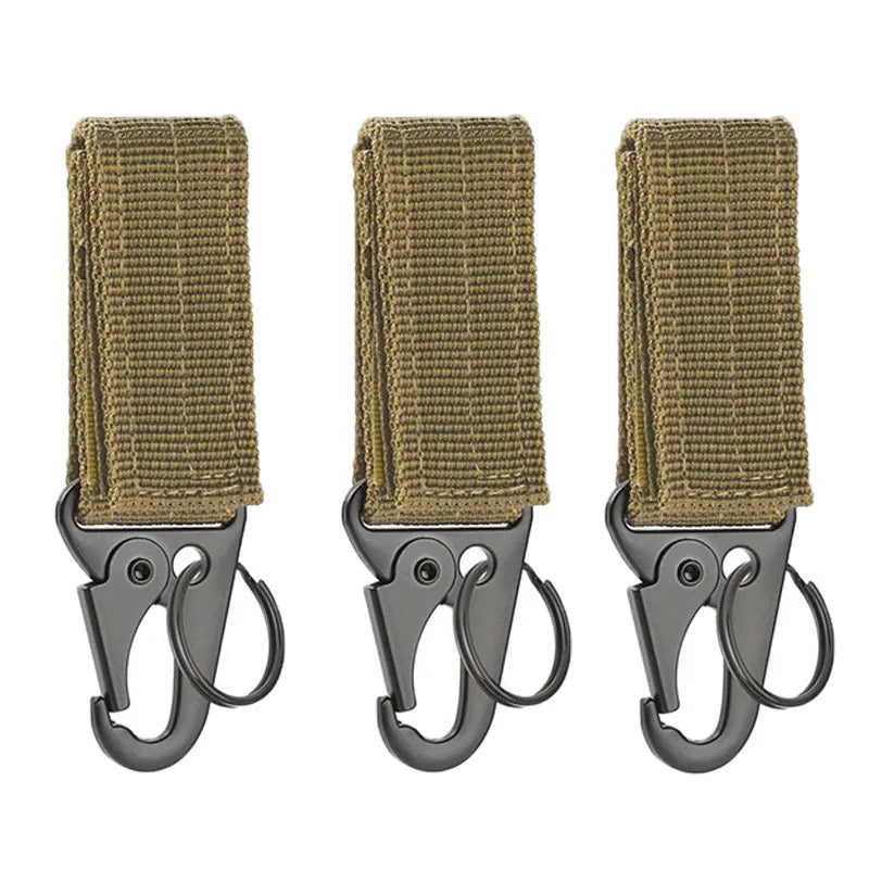 1-3 PCS.Tactical Hanging Buckle Molle Nylon Webbing Carabiner Belt Triangle Keychain for Outdoor Climbing Camping Tool Accessory