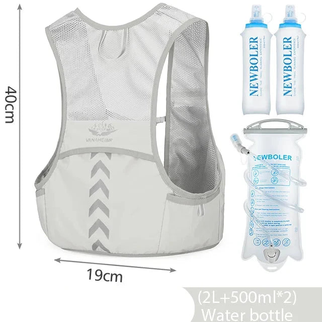 Running Hydration Backpack: 5L with 2L Water Bladder & 500ml Bottle