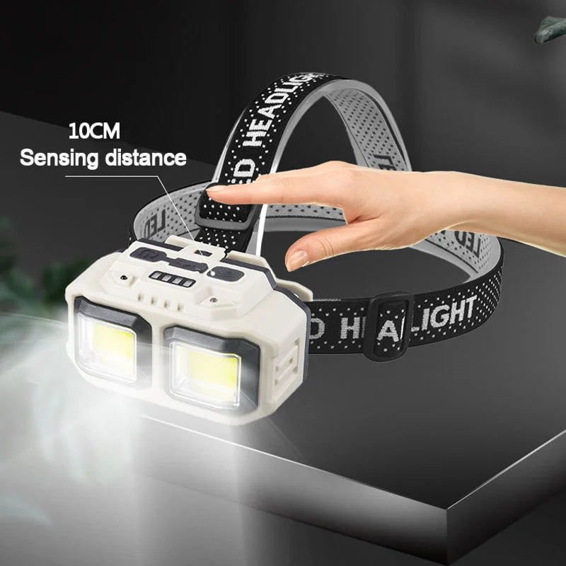 USB Rechargeable COB LED Powerful Headlamp Torch Waterproof Head Light for Outdoor Camping Fishing Hunting Search Lantern Torch