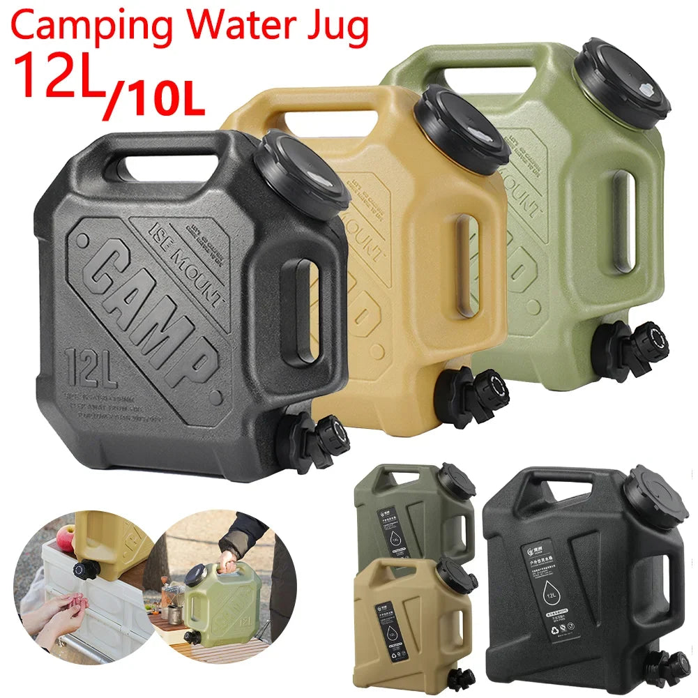 12L/10L Portable Camping Water Jug with Faucet Water Tank for Car Drinking Carrier Camping Large Capacity Water Storage Bucket