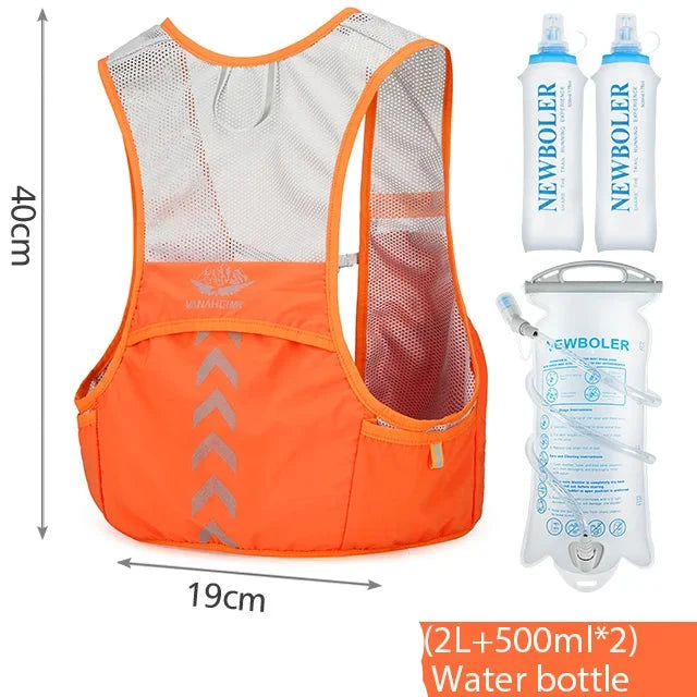 Running Hydration Backpack: 5L with 2L Water Bladder & 500ml Bottle