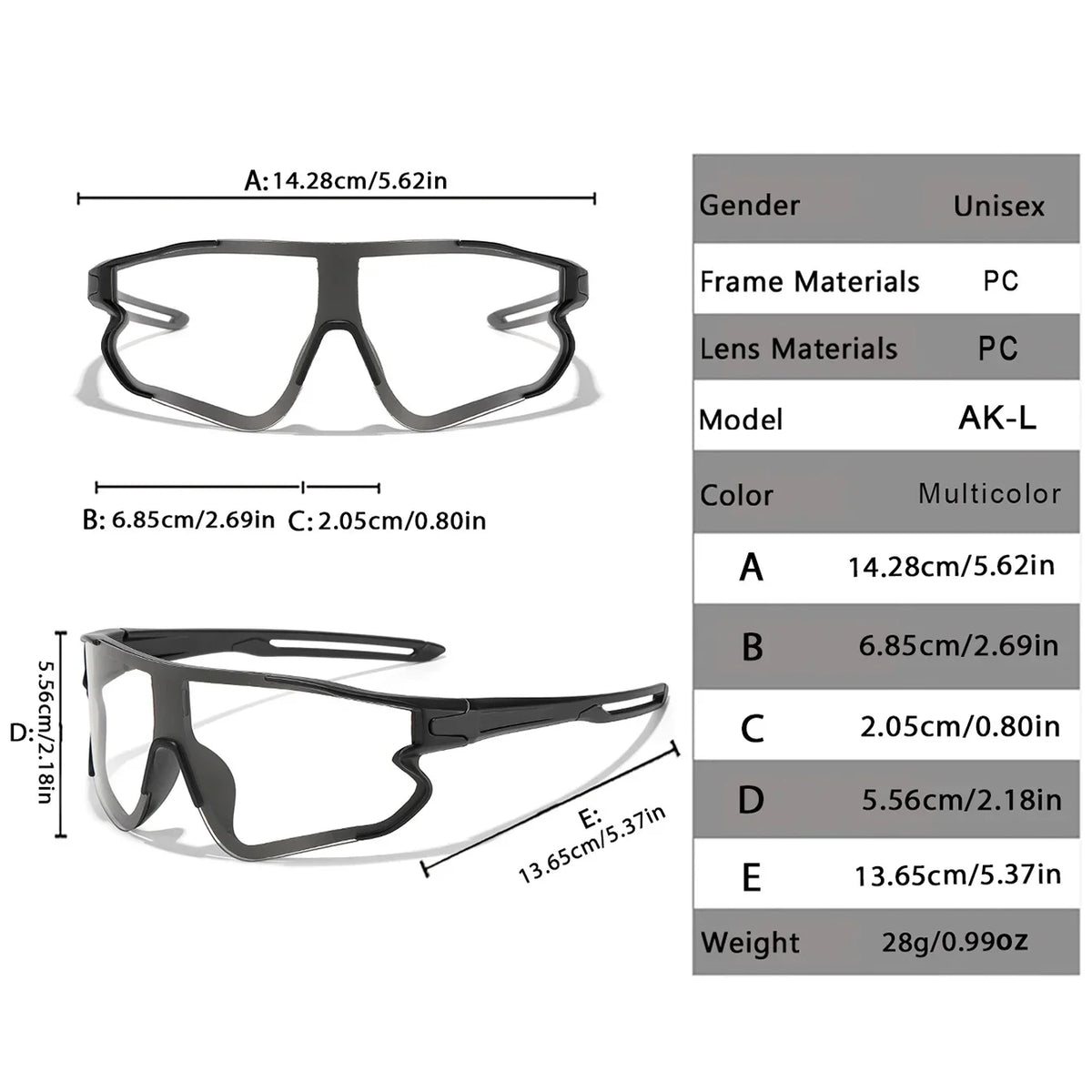 Photochromic UV400 Motorcycle Sports Sunglasses for Men & Women