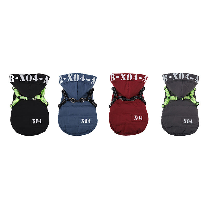 Winter Dog Clothes Fleece-lined Thickened Waterproof Jacket Hooded