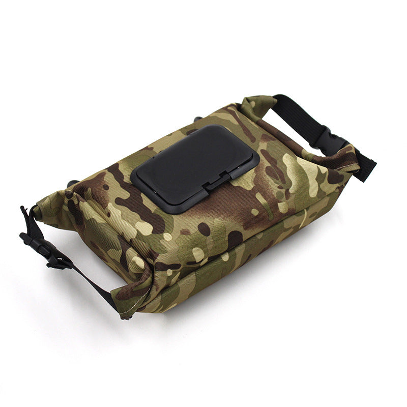 Outdoor camping wet tissue paper box camouflage waterproof canvas tissue bag square hand-held tissue storage bag