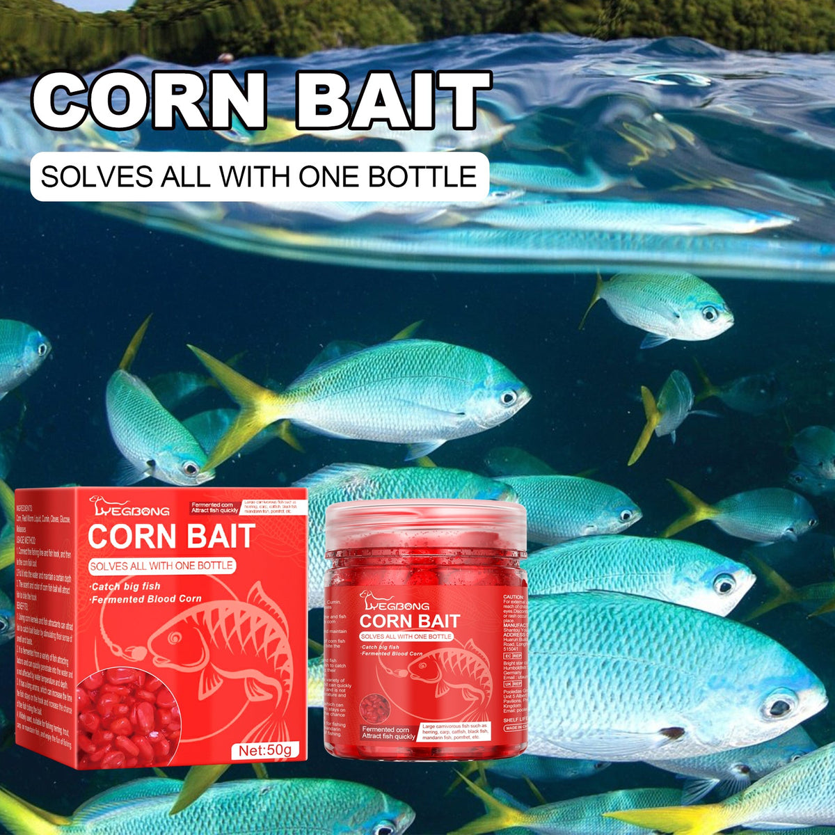 Yegbong Corn Fish Bait, Reservoir Fish Bait Fishing Lure Fish Portable Fish Primer