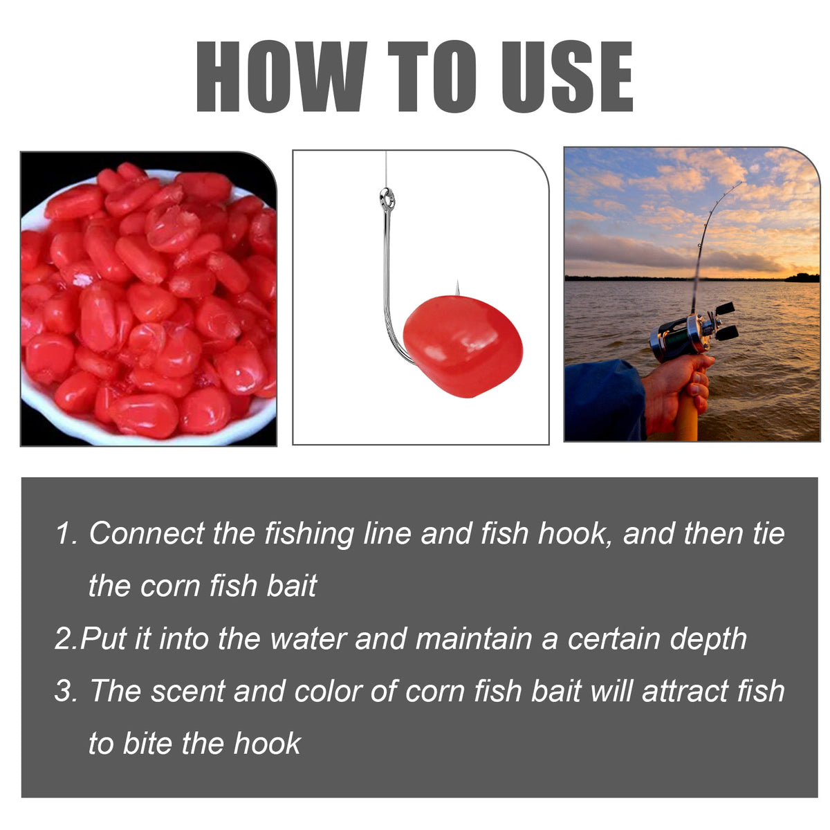 Yegbong Corn Fish Bait, Reservoir Fish Bait Fishing Lure Fish Portable Fish Primer