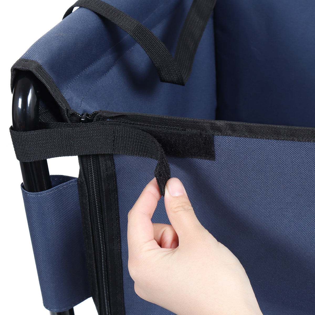 3-in-1 Convertible Folding Outdoor Wagon with Bench Seat - Dark Blue