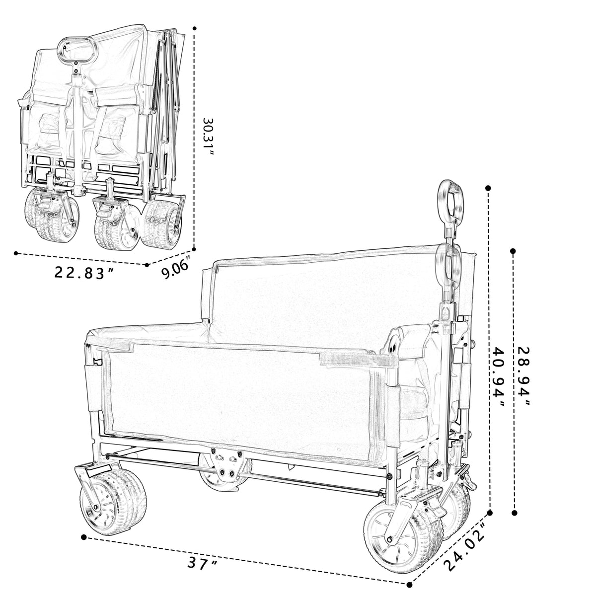 3-in-1 Convertible Folding Outdoor Wagon with Bench Seat - Dark Blue