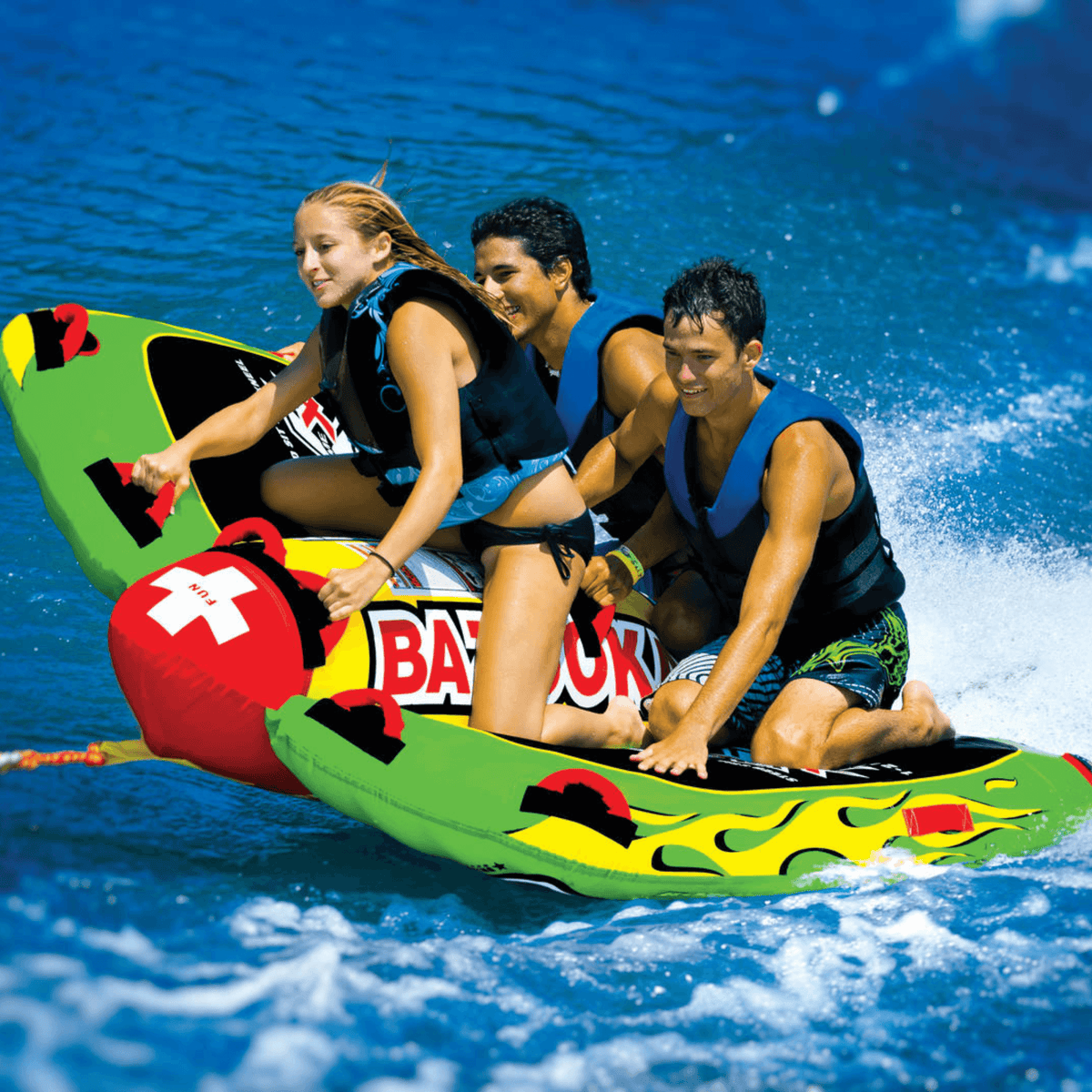 WOW Watersports Big Bazooka 1-4 Person Steerable Towable Water Tube For Pool and Lake