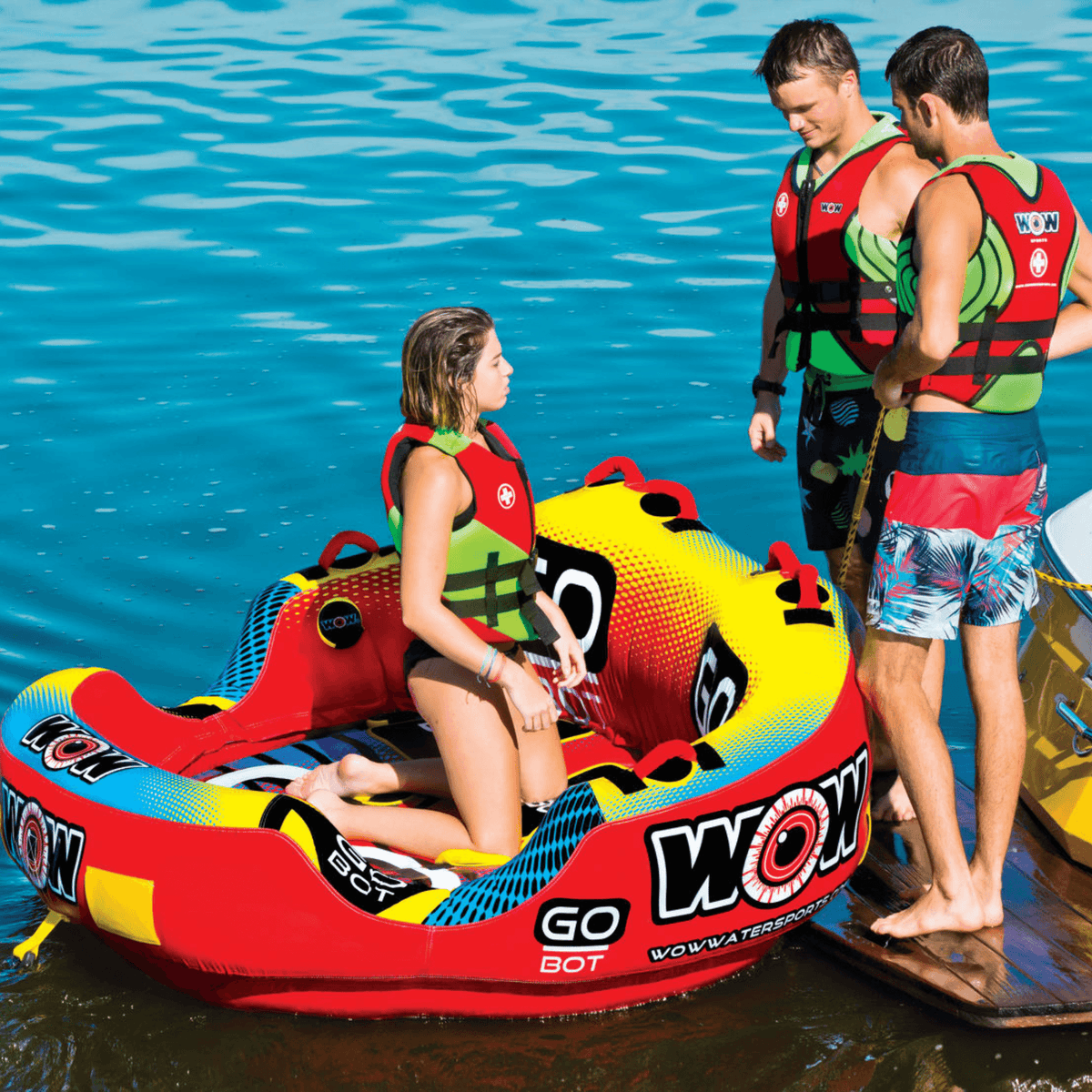 WOW Watersports Go Bot 3 Person Towable Water Tube For Pool and Lake