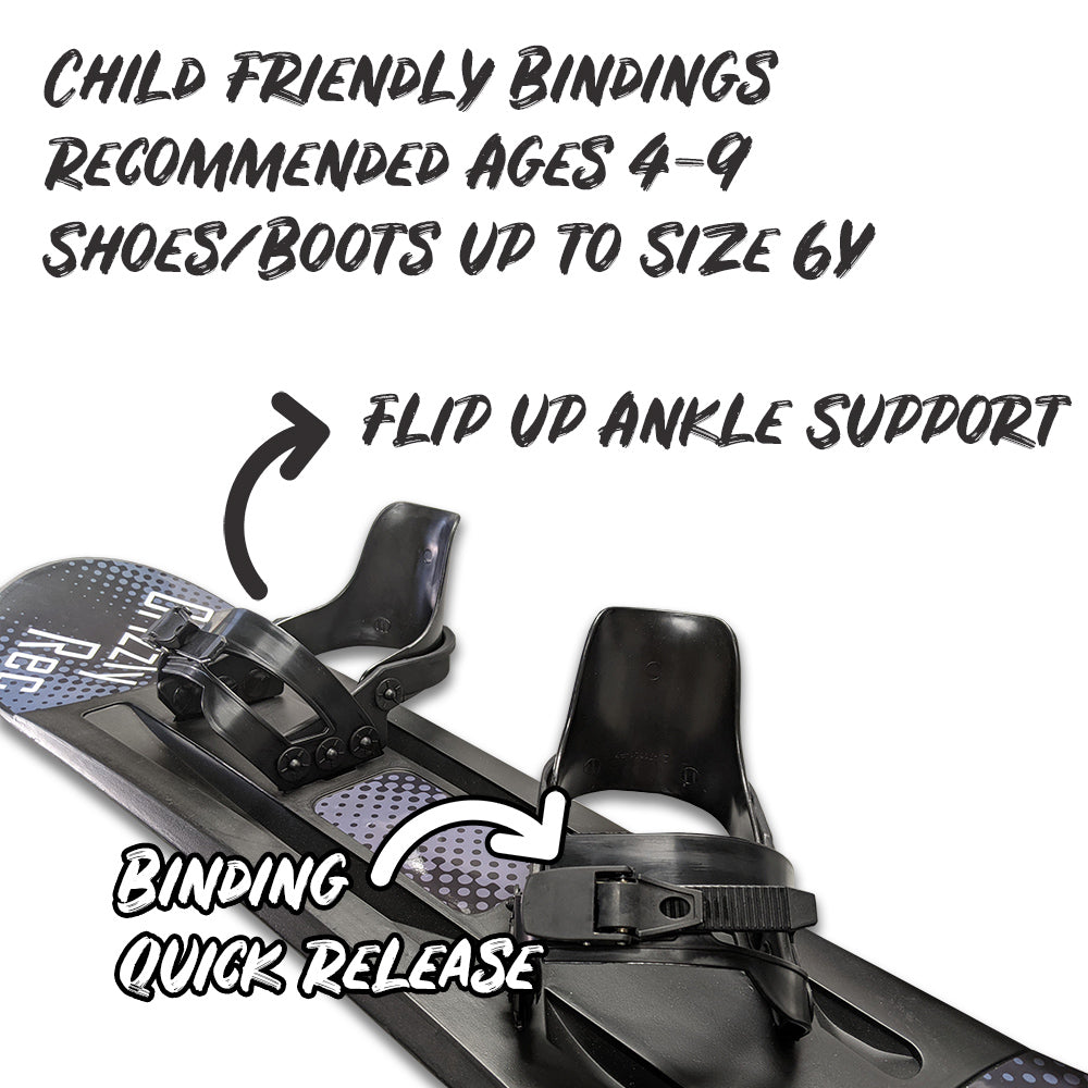 Beginner Kids Snowboard 95cm (38 Inches) With Adjustable Bindings, Shadow Black