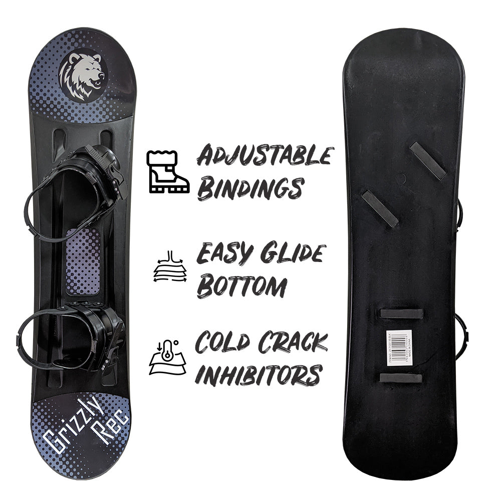 Beginner Kids Snowboard 95cm (38 Inches) With Adjustable Bindings, Shadow Black