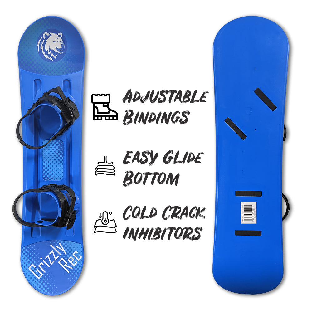 Beginner Kids Snowboard 95cm (38 Inches) With Adjustable Bindings, Vivid Blue