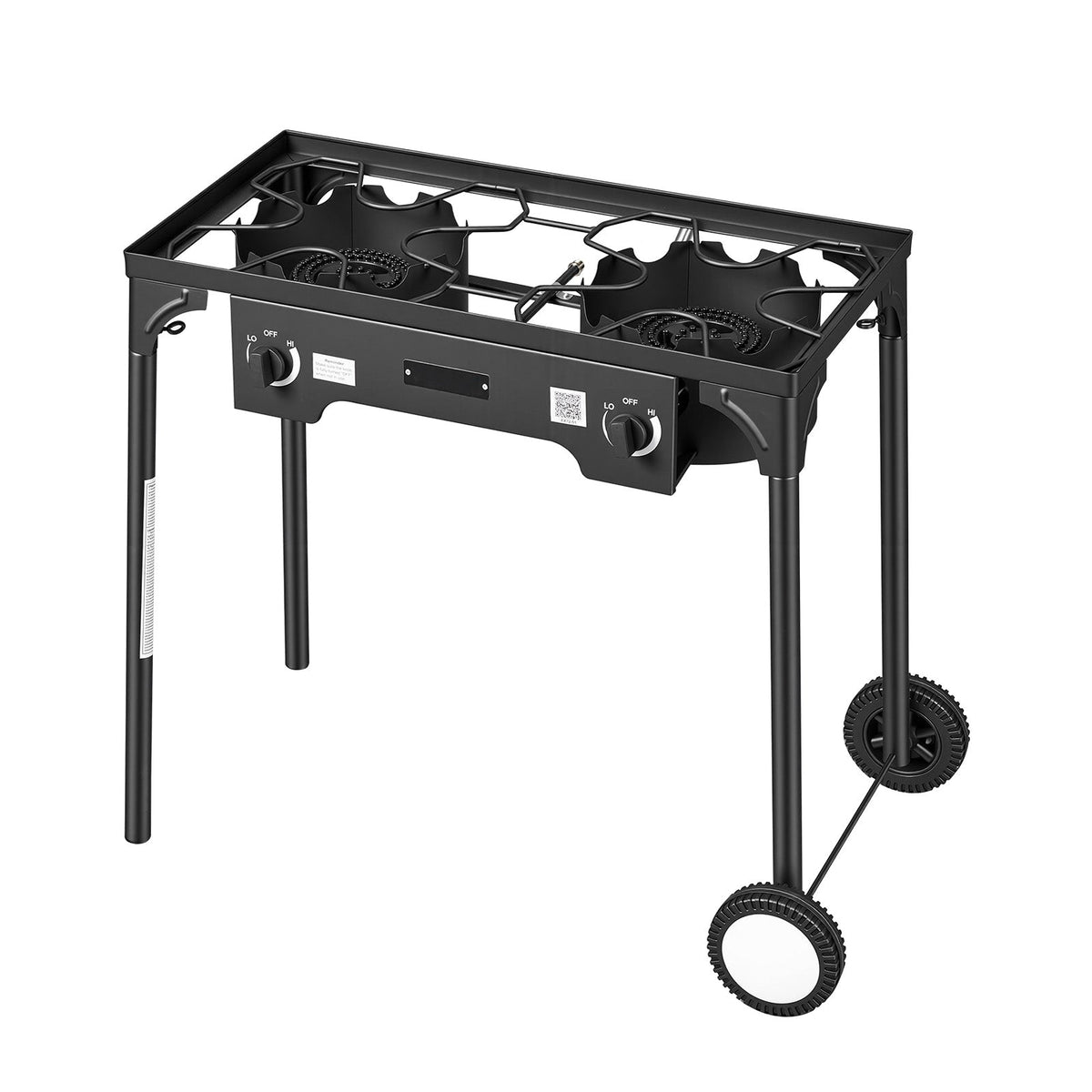 2 Burner Outdoor Propane Gas Stove with Heavy-Duty Carbon Steel - Black