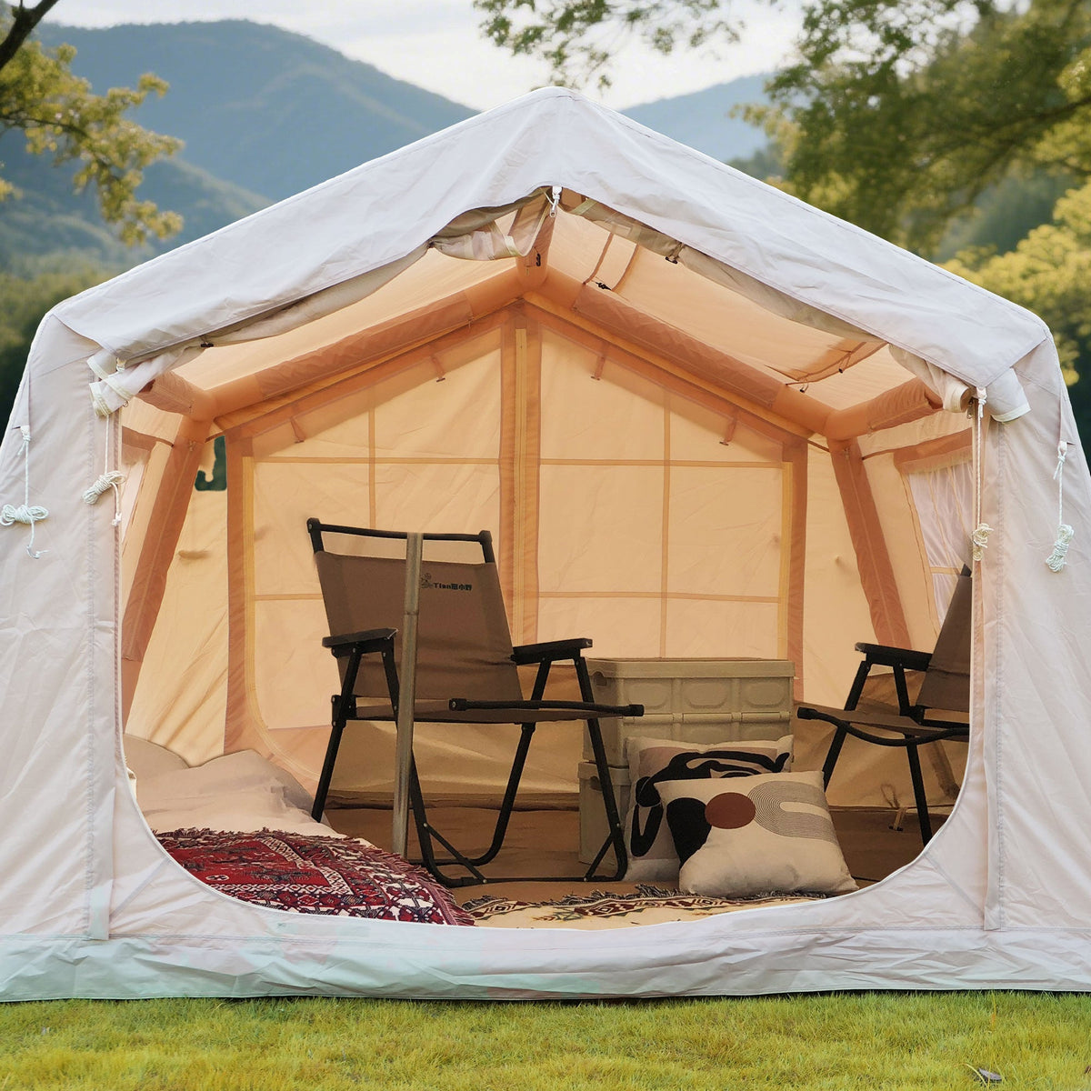 8 m² Inflatable Tent for Camping with Hand Pump - Oxford Fabric