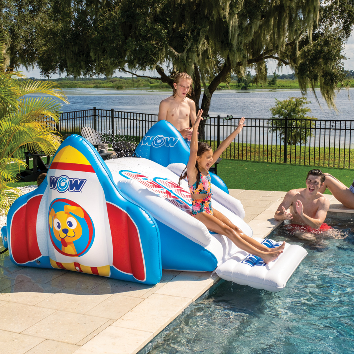 WOW Watersports Rocket Pool Slide with Built-In Sprinklers