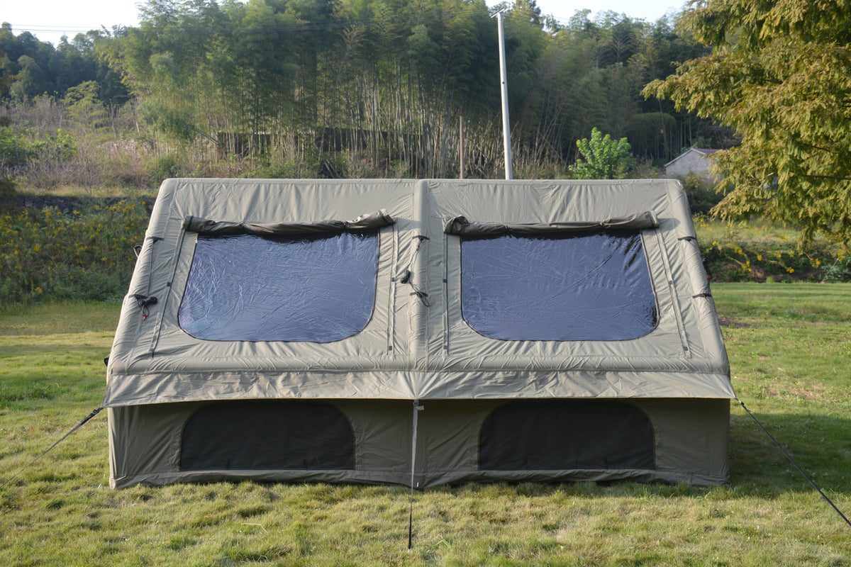 9.8 x 13ft Inflatable Camping Tent with Hand Pump - Waterproof - Army Green