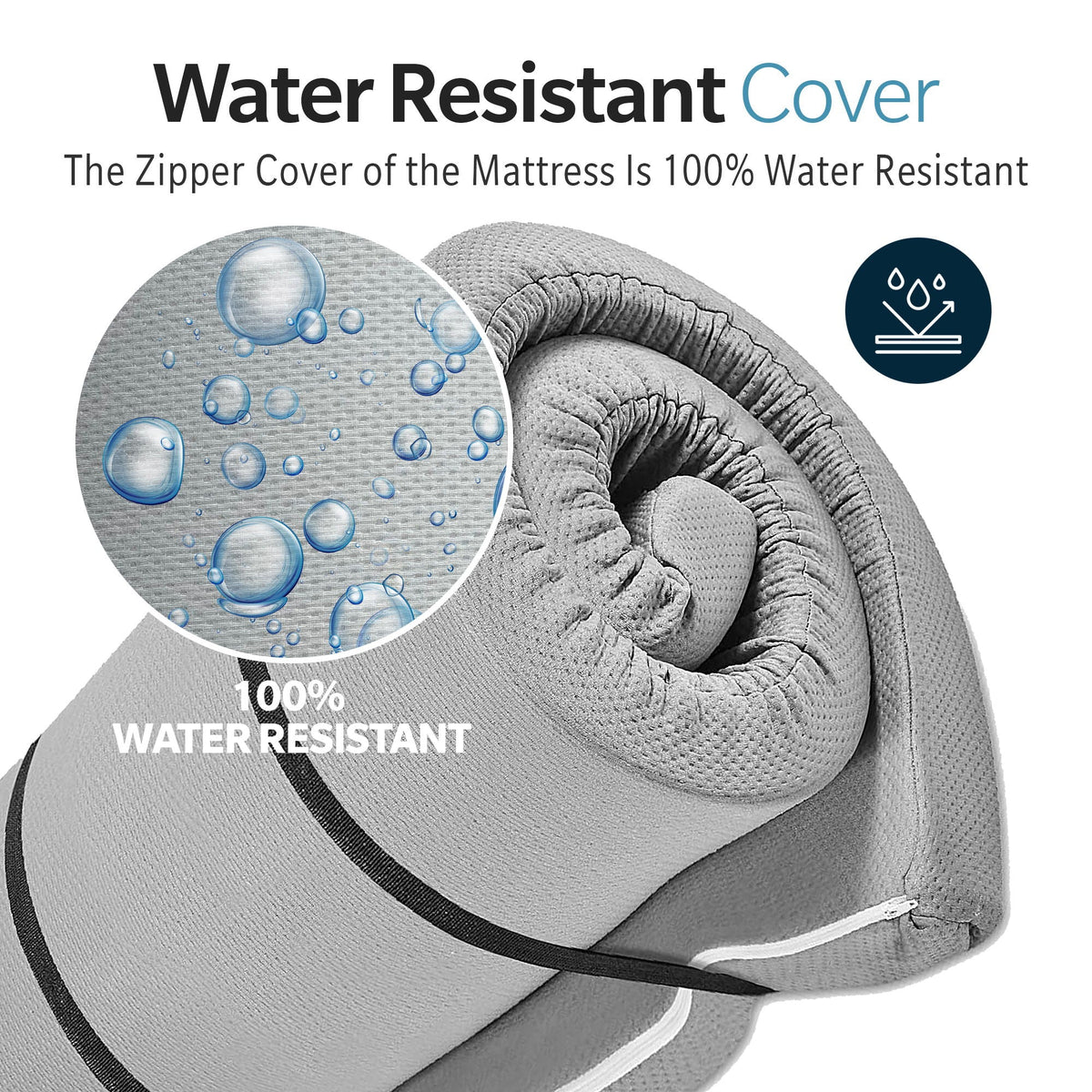 Memory Foam Camping Mattress with Water Resistant Cover - Dark Gray Twin or Kids 4" H