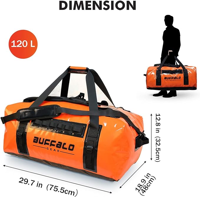 127QT/120L Duffel Dry Bag With Waterproof Zipper | Tear-Resistant Double Stitched | Kayaking, Fishing & Camping