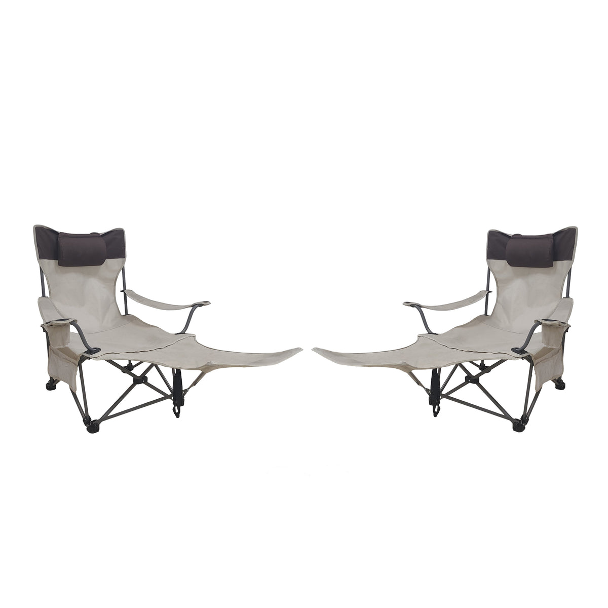2PCS Outdoor Folding Camping Chairs with Adjustable Reclining - Polyester