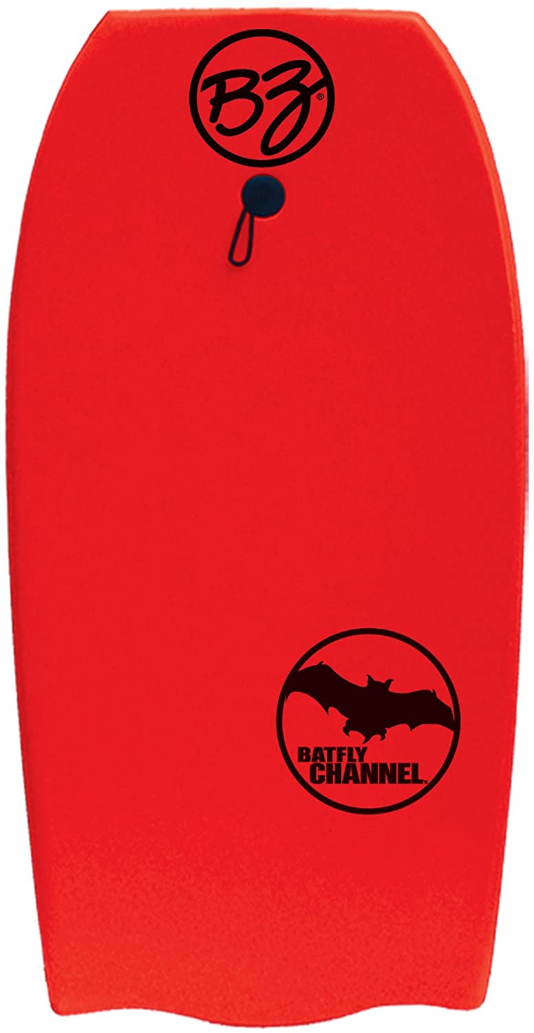 BZ Batfly Channel 41.5" Bodyboard with Coiled Leash, Red