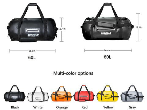 63QT/60L Waterproof Roll-Top Duffel Dry Bag | Thermo-Welded Seams | Kayaking, Fishing & Camping