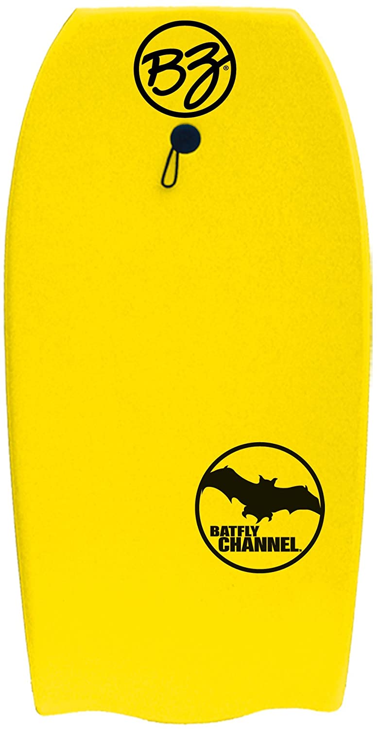 BZ Batfly Channel 41.5" Bodyboard with Coiled Leash, Yellow