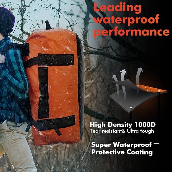 127QT/120L Duffel Dry Bag With Waterproof Zipper | Tear-Resistant Double Stitched | Kayaking, Fishing & Camping