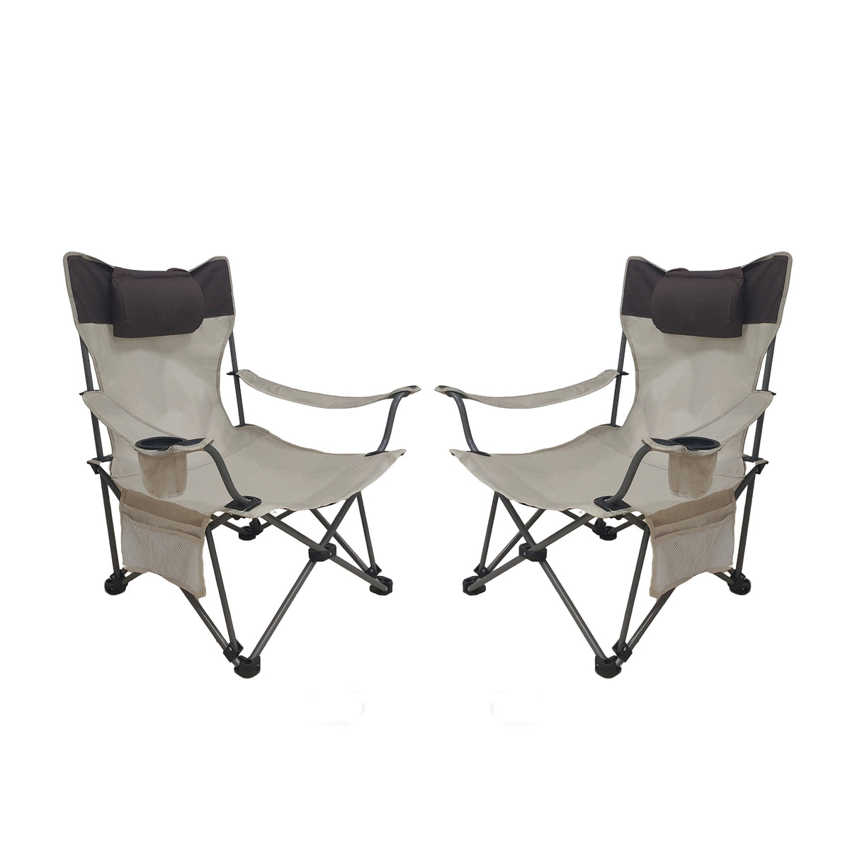 2PCS Outdoor Folding Camping Chairs with Adjustable Reclining - Polyester