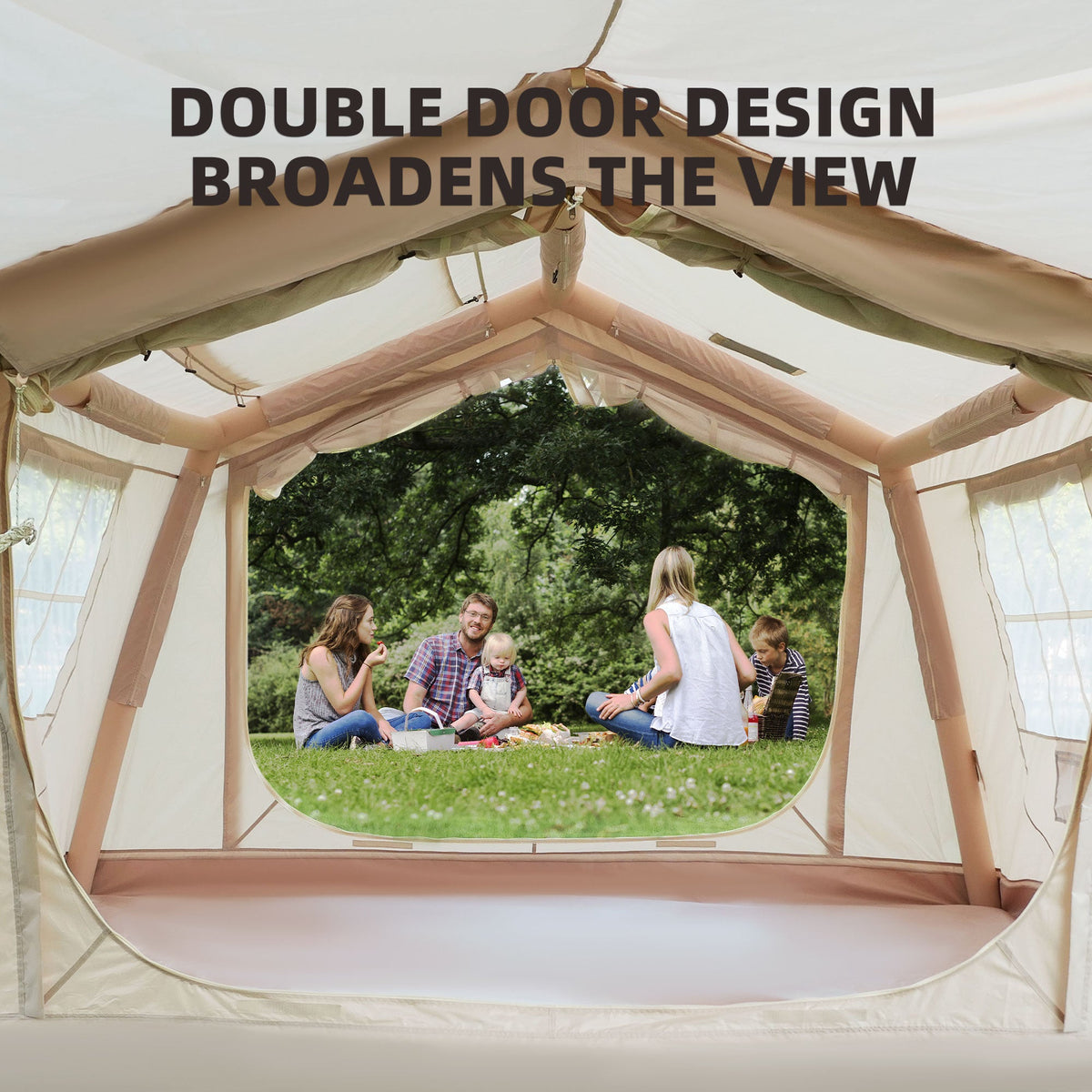 8 m² Inflatable Tent for Camping with Hand Pump - Oxford Fabric