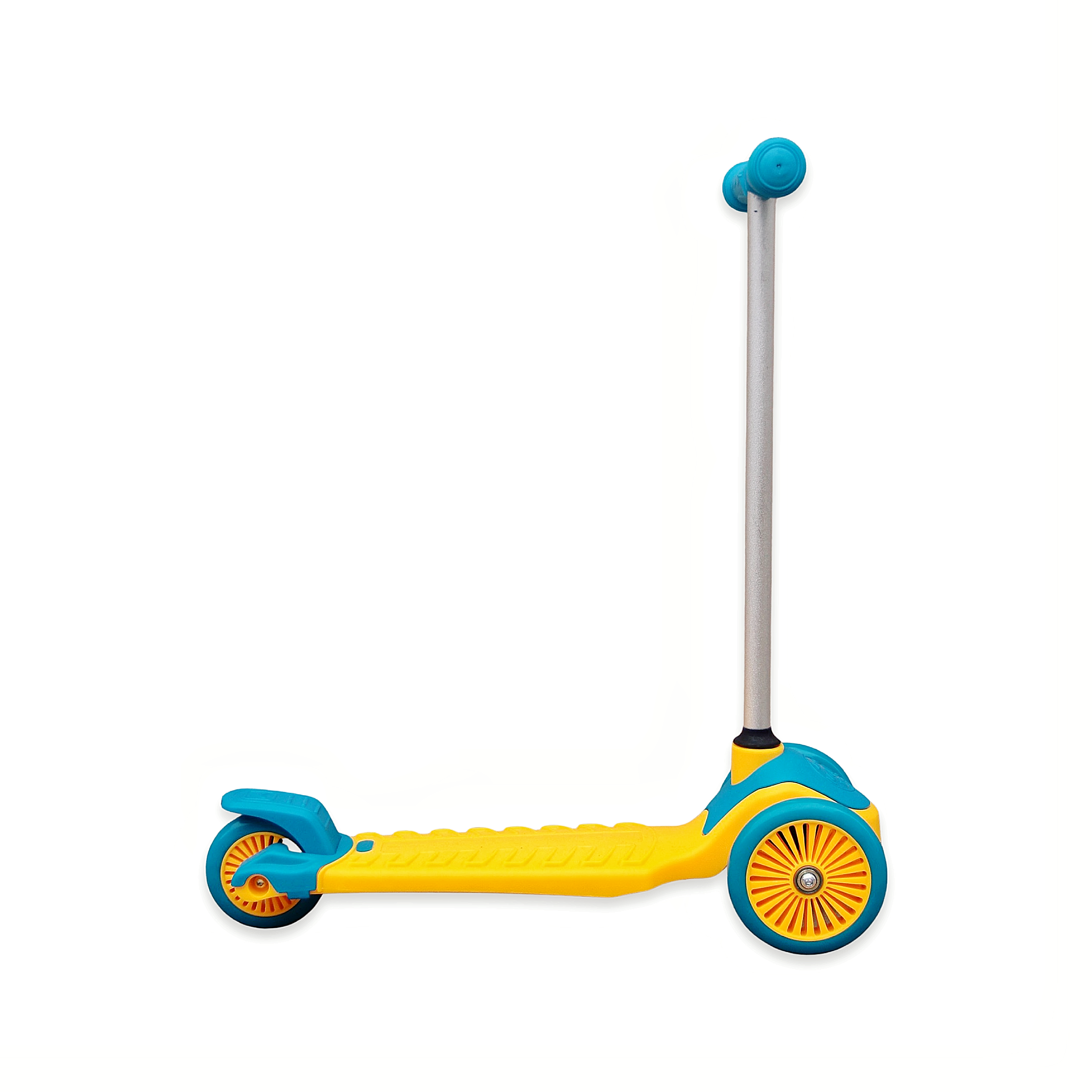 Maui & Sons Kids 3 Wheeled Mini Shark Scooter, Blue & Yellow