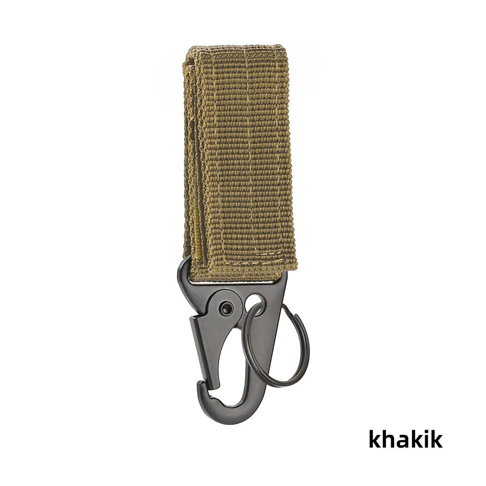 Tactical Belt Key Clip Hook with Hook-and-Loop Strap, Nylon Webbing Carabiner Keychain Holder