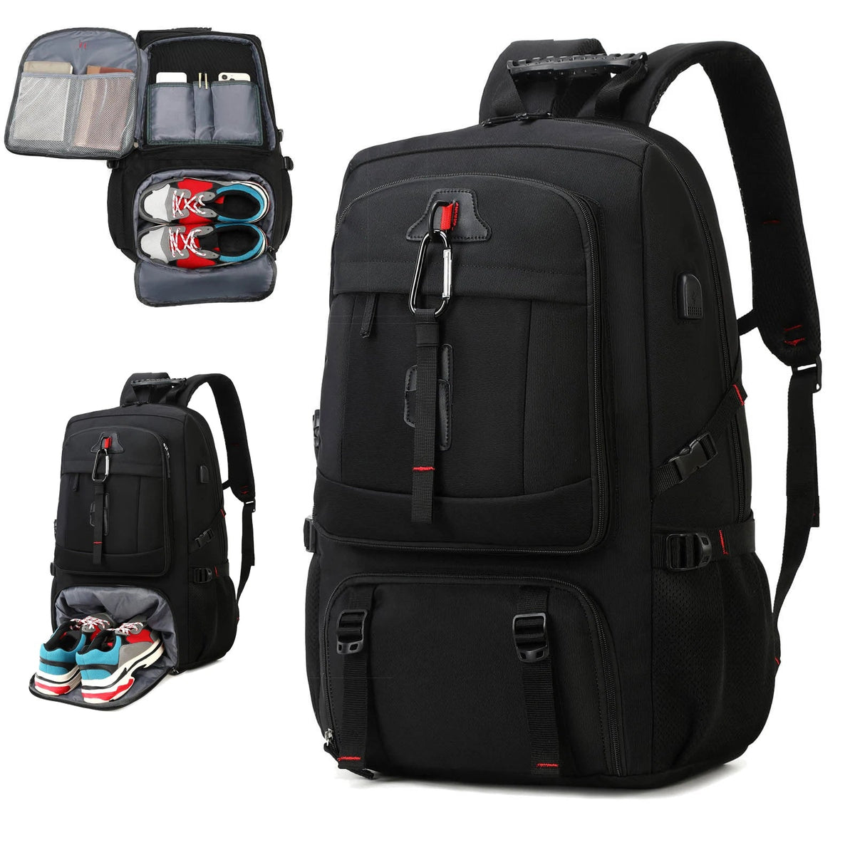 50L Waterproof Backpack with Shoe Compartment