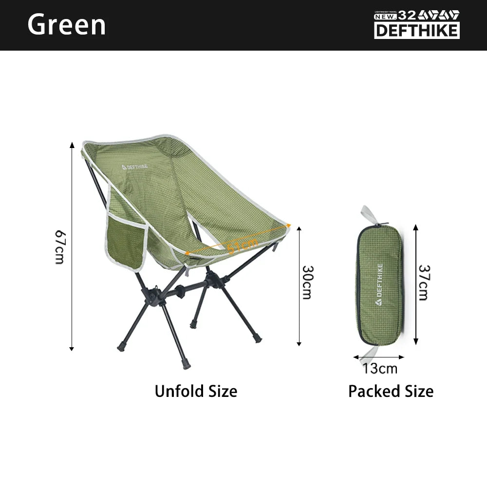 Defthike Official Folding Chair Oversized Camping Chair 7 Series Aluminum Alloy Load Capacity 150kg Outdoor Portable Chair Home