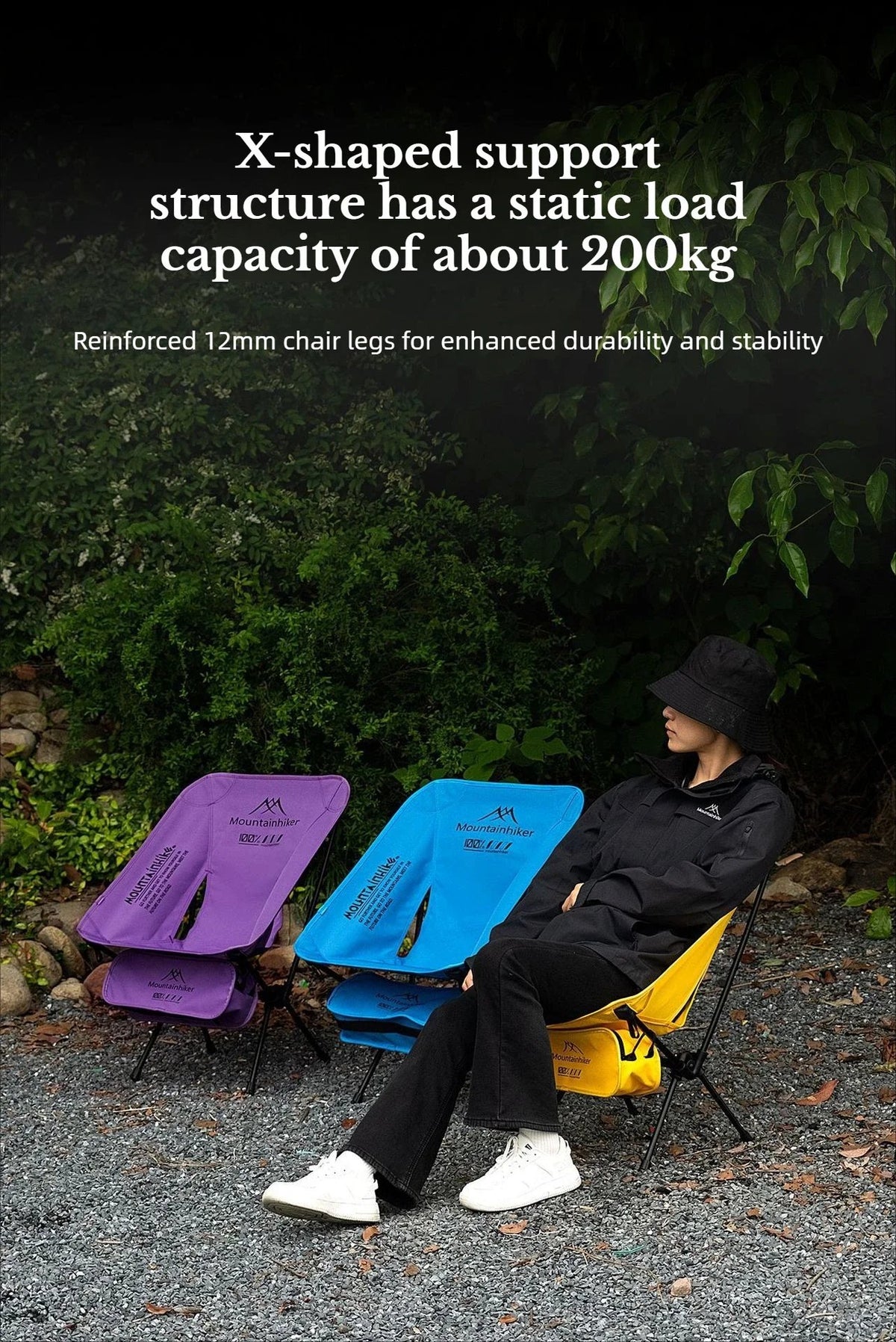 Ultralight Folding Camping Chair, Portable Moon Chair with Carry Bag, Aluminum Frame for Backpacking, Beach, Picnic & Fishing (Purple/Blue/Yellow)